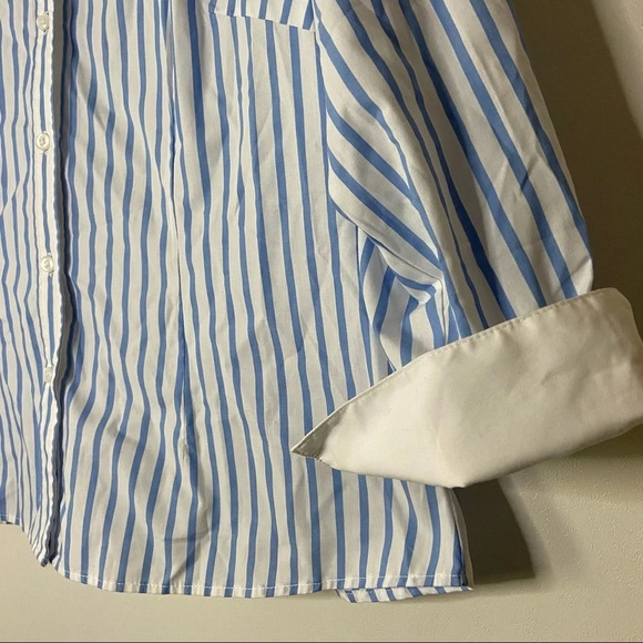 Striped Cotton Shirt Office Work Professional Button Up Shirt Size XL Petite - Picture 10 of 11